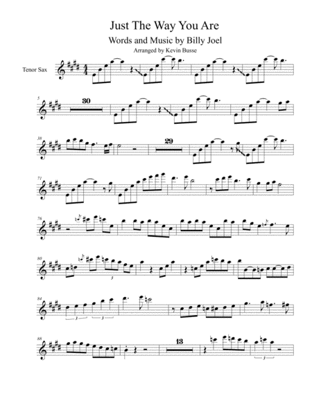 Just The Way You Are Tenor Sax Solo Sheet Music