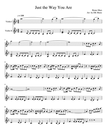 Just The Way You Are Violin Duet Sheet Music