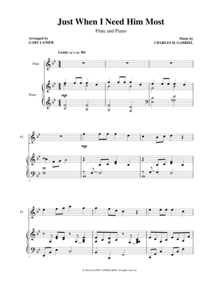 Free Sheet Music Just When I Need Him Most Flute Piano And Flt Part