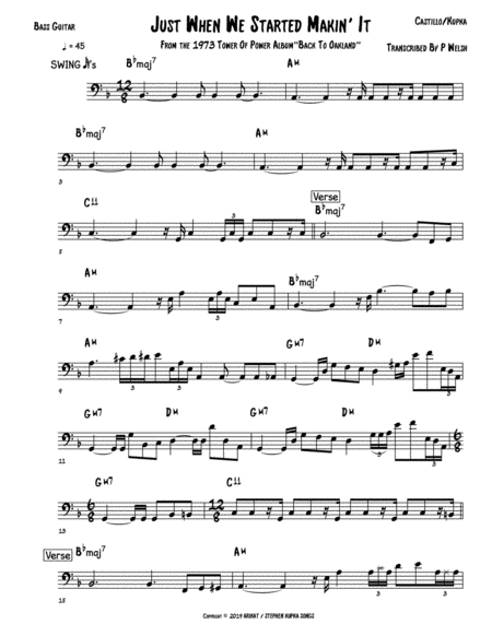 Free Sheet Music Just When We Start Makin It Bass Guitar