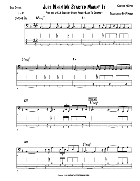 Free Sheet Music Just When We Start Makin It Bass Tab