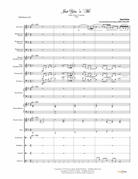 Free Sheet Music Just You N Me Chicago Complete Score