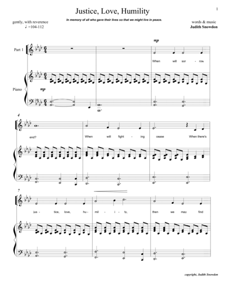 Justice Love Humility Sheet Music