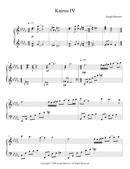 Kairos Iv By Joseph Burrows Piano Solo Sheet Music