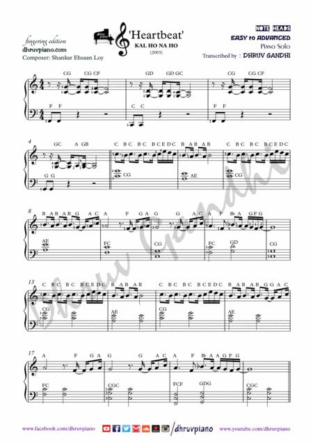 Kal Ho Na Ho Piano Arrangement Easy To Advanced Sheet Music