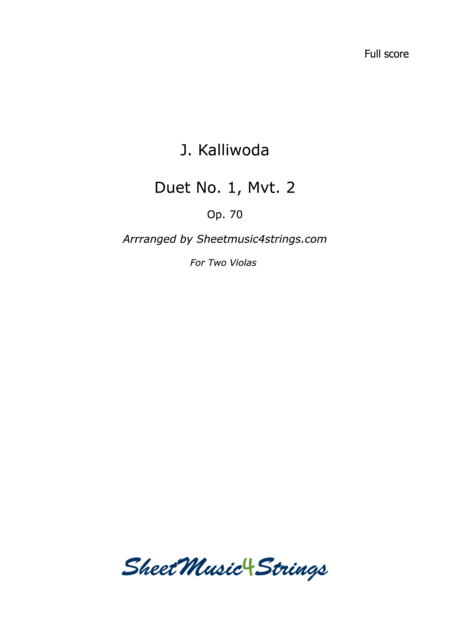Free Sheet Music Kalliwoda J Duet No 1 Mvt 2 Op 70 For Two Violas