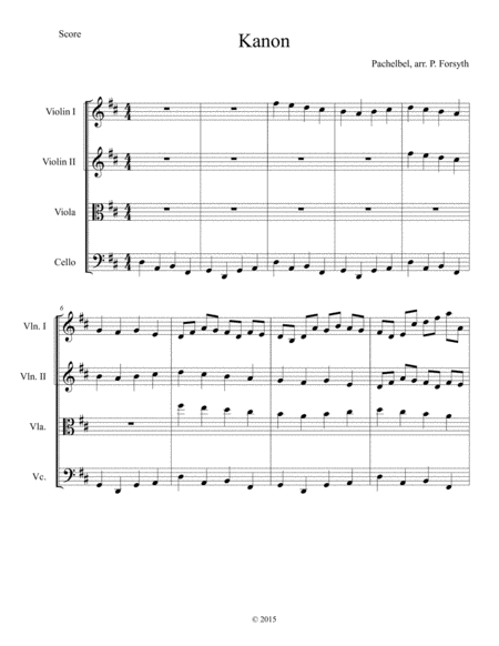 Free Sheet Music Kanon Canon In D