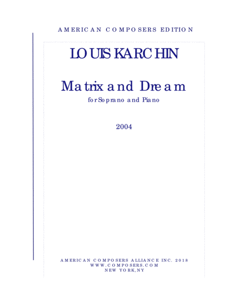 Karchin Matrix And Dream Sheet Music