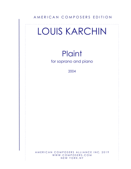 Karchin Plaint Sheet Music