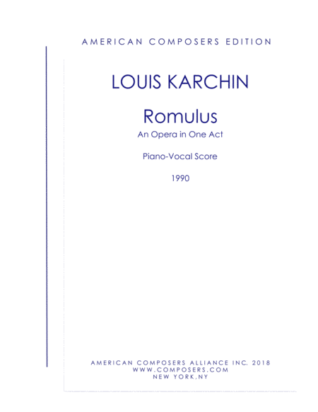 Karchin Romulus Piano Reduction Sheet Music