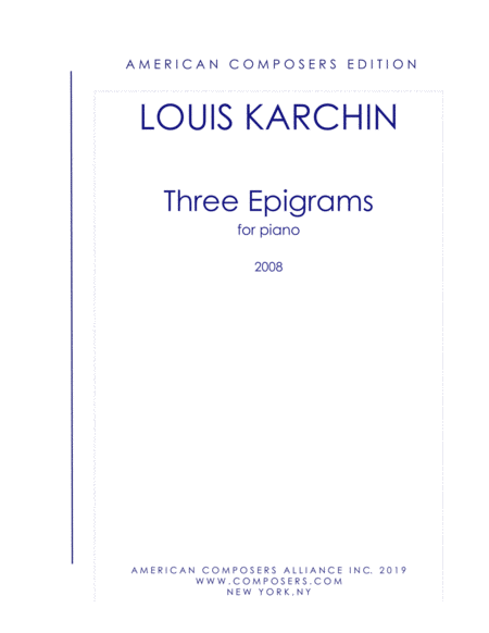 Free Sheet Music Karchin Three Epigrams