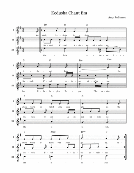 Kedusha Chant Em Sheet Music