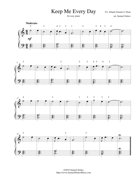 Keep Me Every Day For Easy Piano Sheet Music