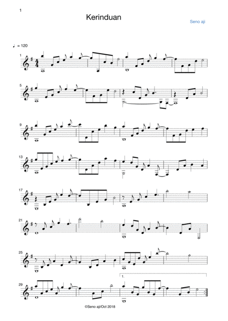 Kerinduan For Guitar Sheet Music