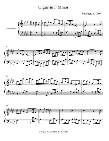 Keyboard Suite In F Minor V Gigue Sheet Music