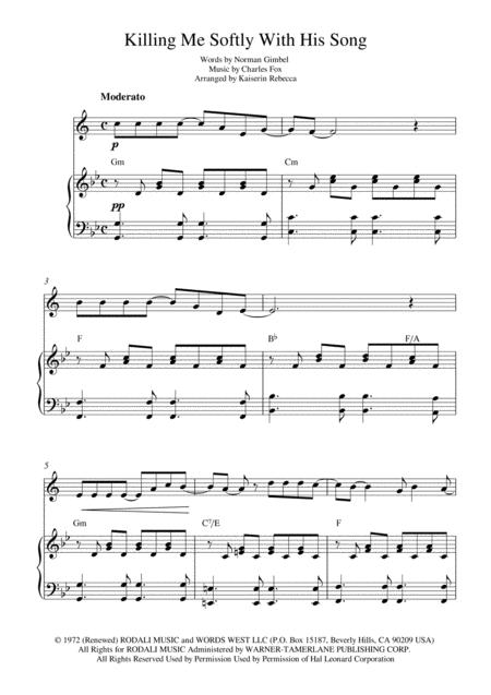 Killing Me Softly With His Song Soprano Saxo Solo And Piano Accompaniment Sheet Music