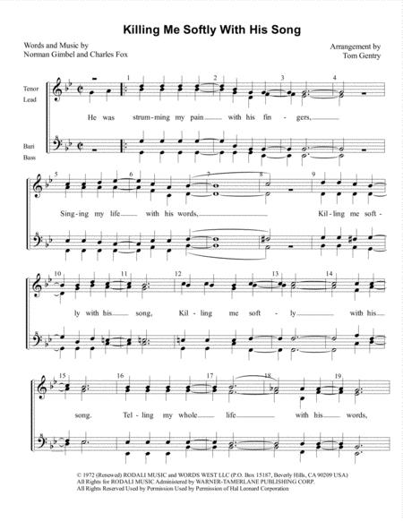 Killing Me Softly With His Song Ssaa Sheet Music