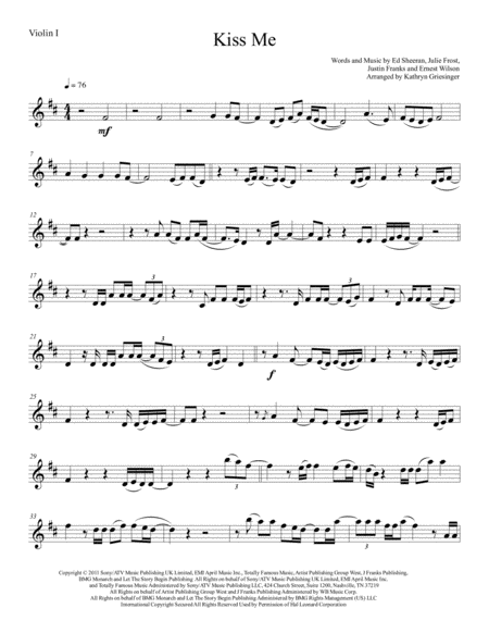 Kiss Me String Quartet Sheet Music