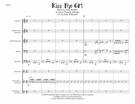 Free Sheet Music Kiss The Girl For Steel Band