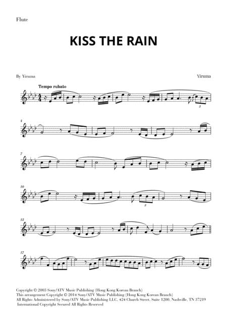 Kiss The Rain For Flute Sheet Music