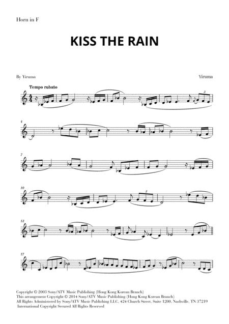 Kiss The Rain For Horn In F Sheet Music