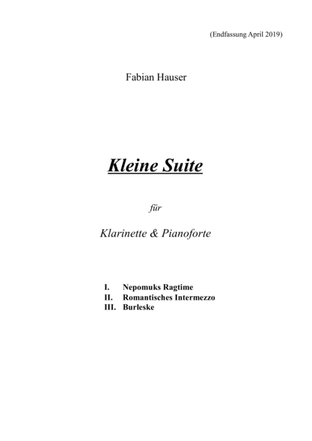 Kleine Suite Fr Klarinette Und Klavier Little Suite For Clarinet And Piano Sheet Music