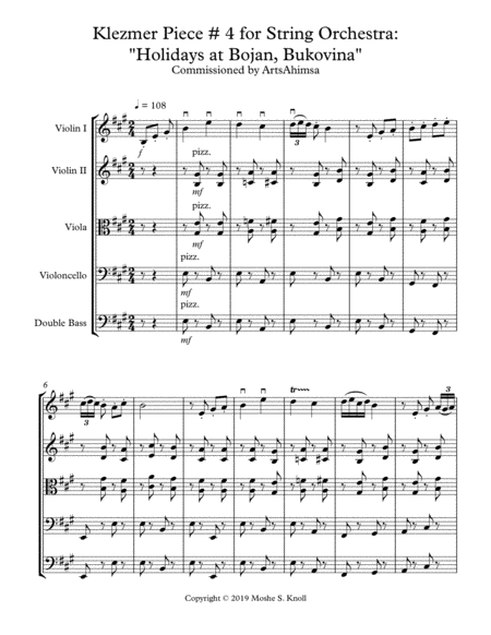 Free Sheet Music Klezmer Dance 4 For String Orchestra Holidays At Bojan Bukovina