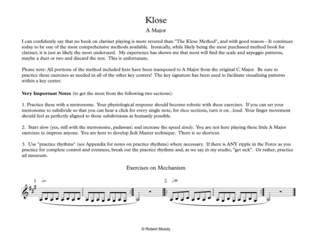 Klose A Major With A Little Kroepsch Thrown In Sheet Music