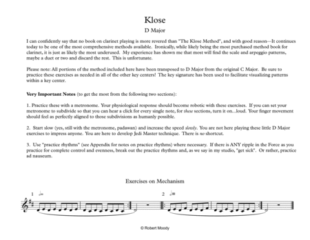 Free Sheet Music Klose D Major With A Little Kroepsch Thrown In