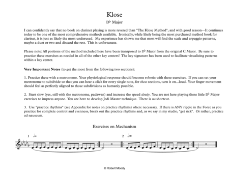 Klose Db Major Sheet Music