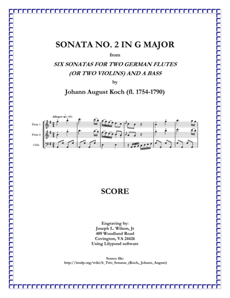 Koch Trio Sonata No 2 In G Major Sheet Music