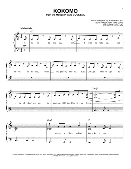 Free Sheet Music Kokomo