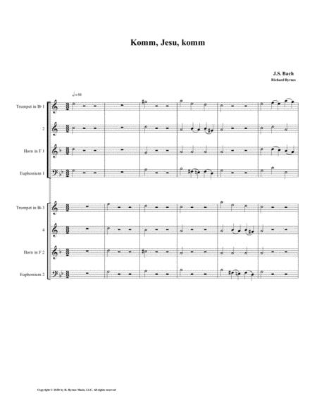 Free Sheet Music Komm Jesu Komm Motette By Js Bach Double Brass Choir