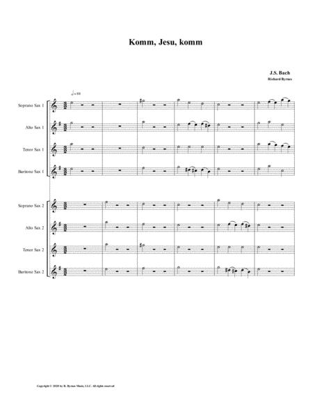 Komm Jesu Komm Motette By Js Bach Double Saxophone Choir Sheet Music