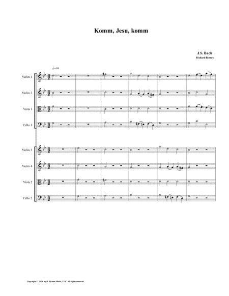 Komm Jesu Komm Motette By Js Bach Double String Orchestra Sheet Music