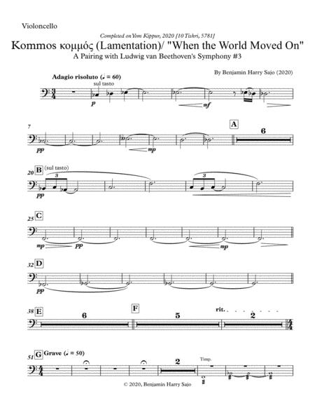 Free Sheet Music Kommos Lamentation When The World Moved On Violoncello