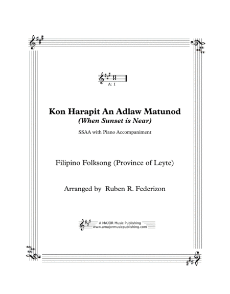 Free Sheet Music Kon Harapit Na An Adlaw Matunod Philippine Folksong