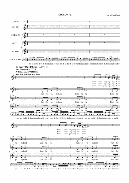 Kumbaya Easy But Very Effective Choir Arrangement Sheet Music