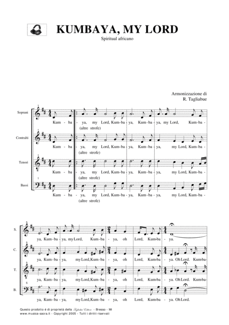 Kumbaya My Lord Arr For Soprano Bariton And Satb Choir Sheet Music