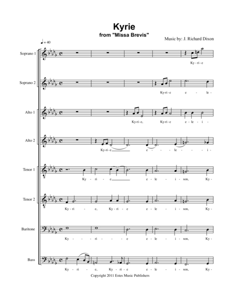 Kyrie From Missa Brevis Sheet Music