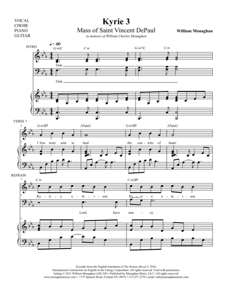 Kyrie Setting 3 Mass Of St Vincent Depaul Sheet Music