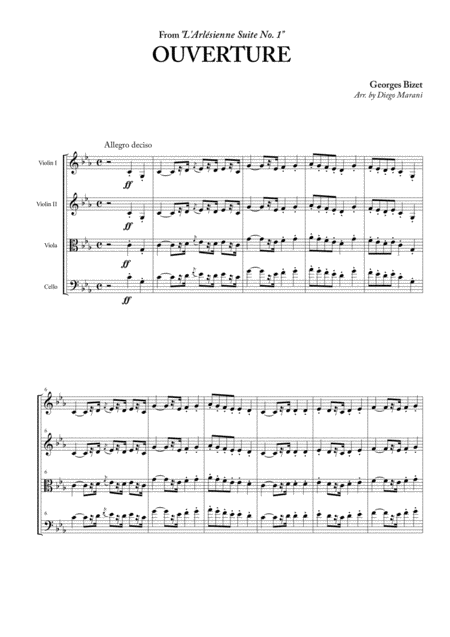 L Arlesienne Suite No 1 For String Quartet Sheet Music