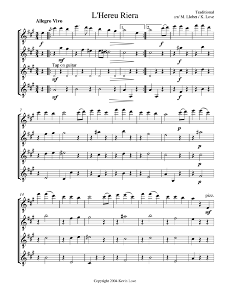 Free Sheet Music L Hereu Riera Guitar Quartet