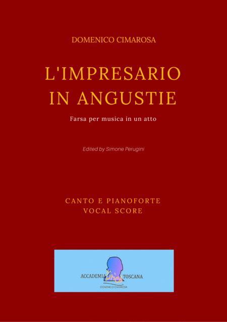 L Impresario In Angustie 1786 Naples Version Vocal Score Sheet Music