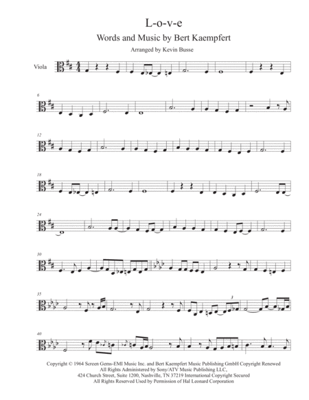 Free Sheet Music L O V E Viola Trumpet Solo Included