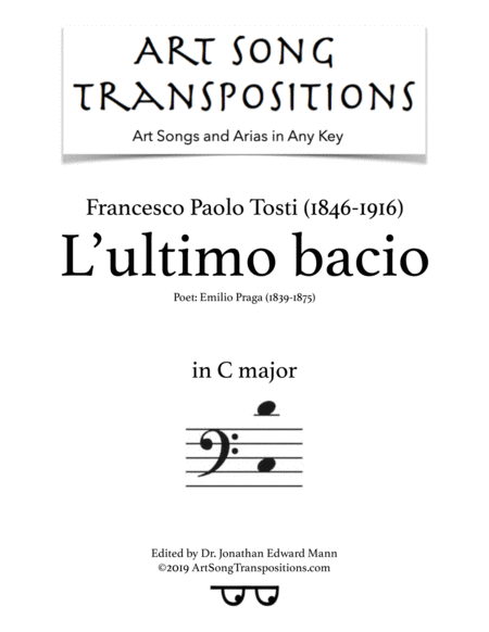 Free Sheet Music L Ultimo Bacio Transposed To C Major Bass Clef