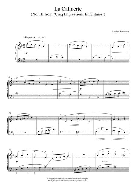 La Calinerie No Iii From Cinq Impressions Enfantines Sheet Music