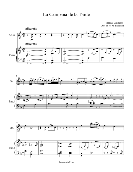 Free Sheet Music La Campana De La Tarde