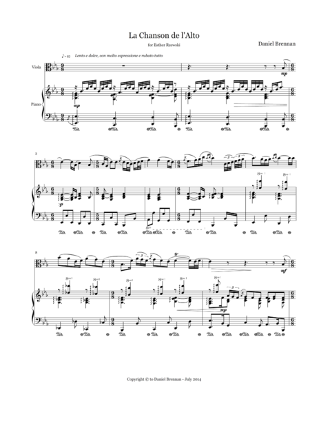 La Chanson De L Alto Sheet Music