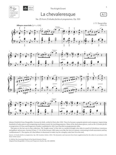 Free Sheet Music La Chevaleresque Grade 5 List A1 From The Abrsm Piano Syllabus 2021 2022